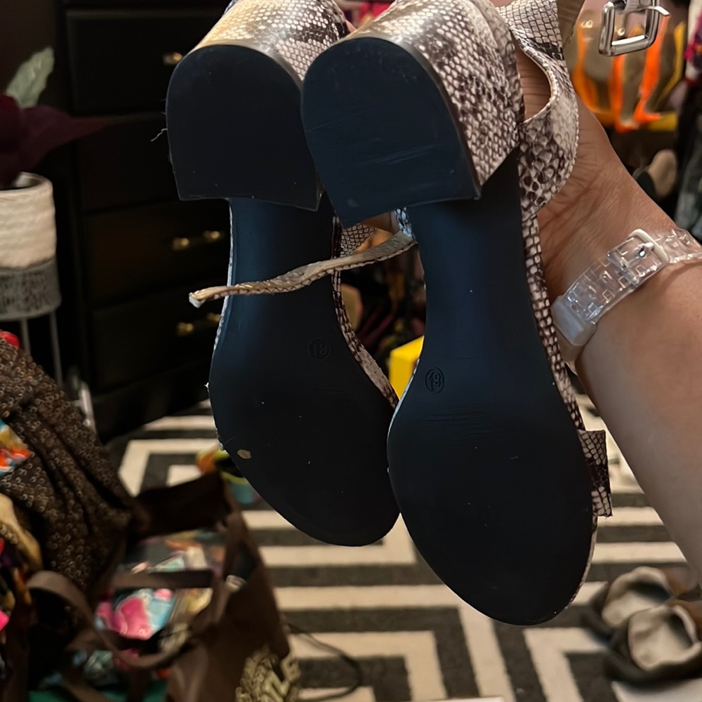 Lulus Snake Print Block Heel Sandals - image 5